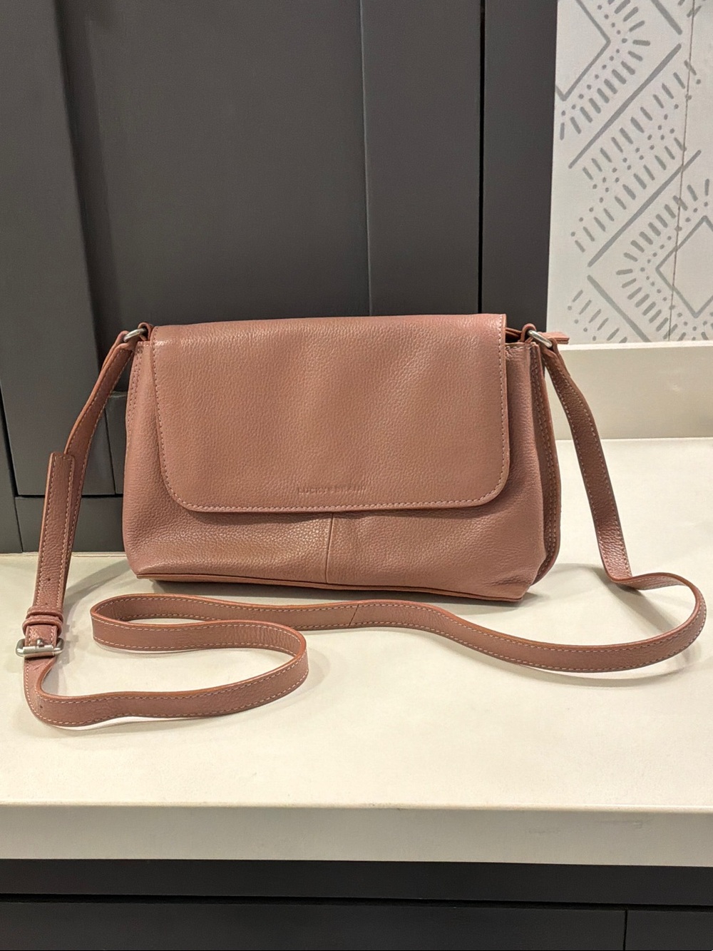 Lucky Brand Leather Crossbody Bag in Dusty Rose